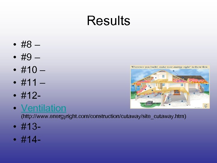 Results • • • #8 – #9 – #10 – #11 – #12 Ventilation