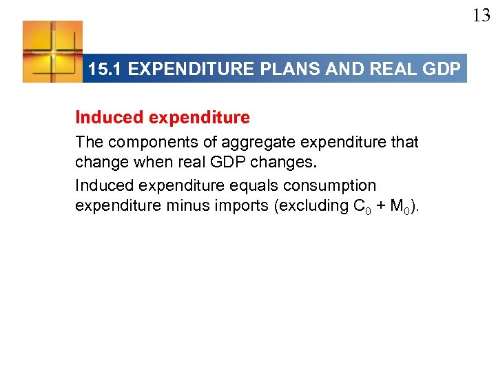 13 15. 1 EXPENDITURE PLANS AND REAL GDP Induced expenditure The components of aggregate