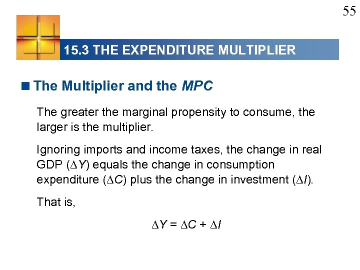55 15. 3 THE EXPENDITURE MULTIPLIER <The Multiplier and the MPC The greater the