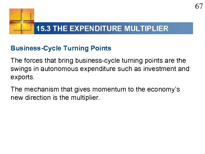 67 15. 3 THE EXPENDITURE MULTIPLIER Business-Cycle Turning Points The forces that bring business-cycle