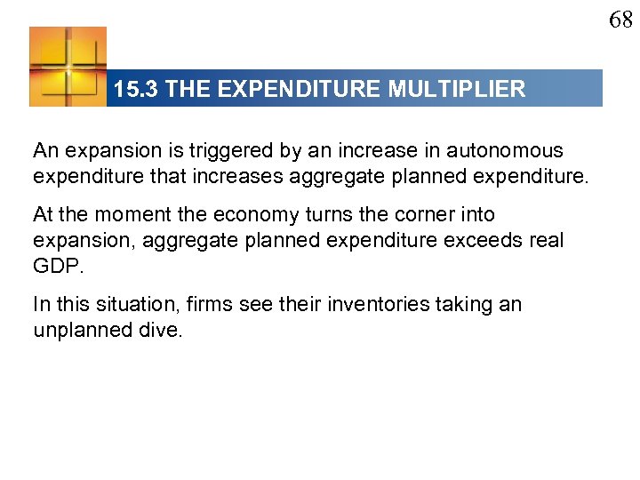 68 15. 3 THE EXPENDITURE MULTIPLIER An expansion is triggered by an increase in