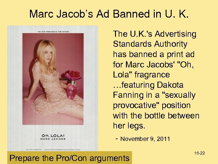 Marc Jacob’s Ad Banned in U. K. The U. K. 's Advertising Standards Authority