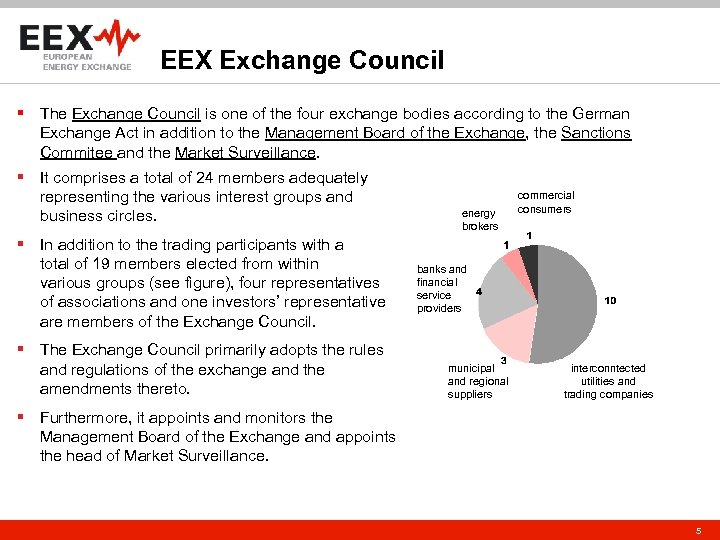 EEX Exchange Council § The Exchange Council is one of the four exchange bodies