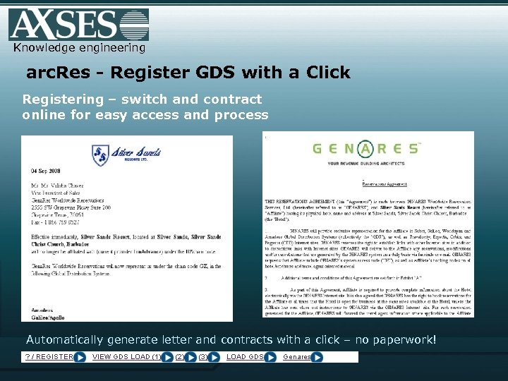 Knowledge engineering arc. Res - Register GDS with a Click. Registering – switch and