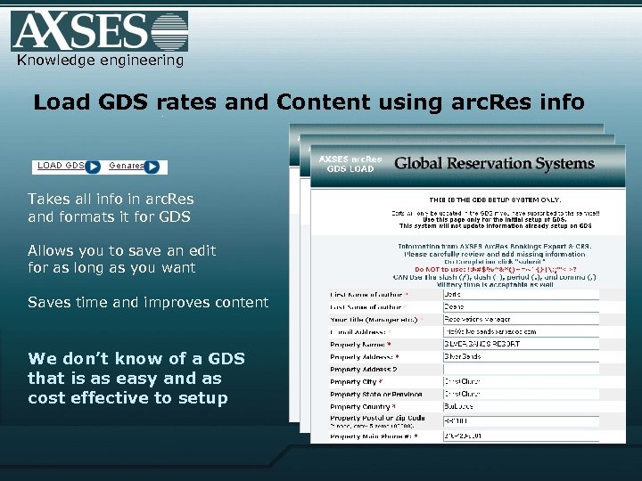 Knowledge engineering Load GDS rates and Content using arc. Res info. Takes all info