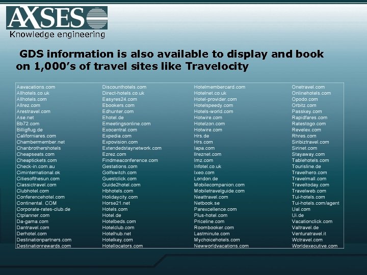 Knowledge engineering GDS information is also available to display and book on 1, 000’s
