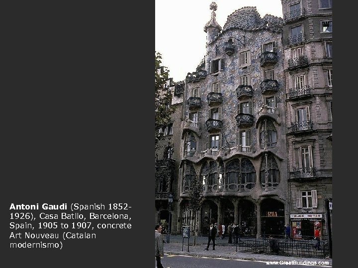 Antoni Gaudi (Spanish 18521926), Casa Batllo, Barcelona, Spain, 1905 to 1907, concrete Art Nouveau