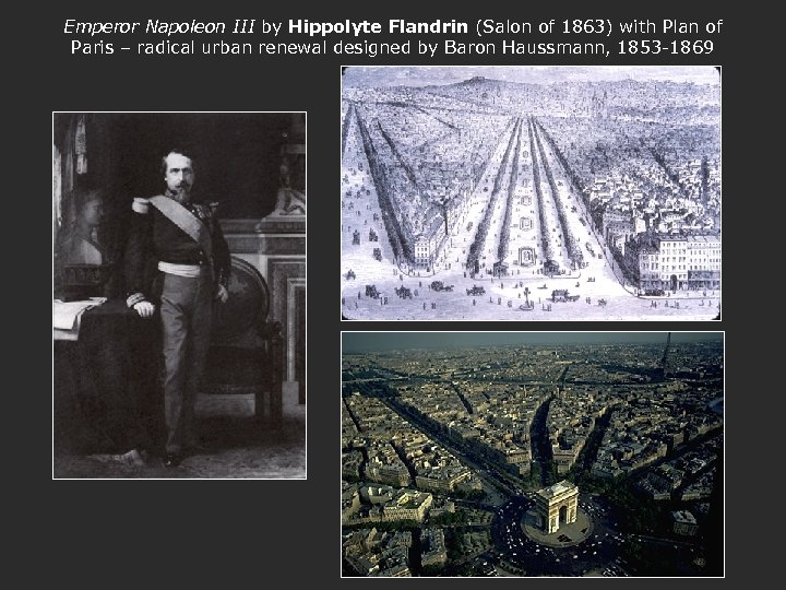 Emperor Napoleon III by Hippolyte Flandrin (Salon of 1863) with Plan of Paris –