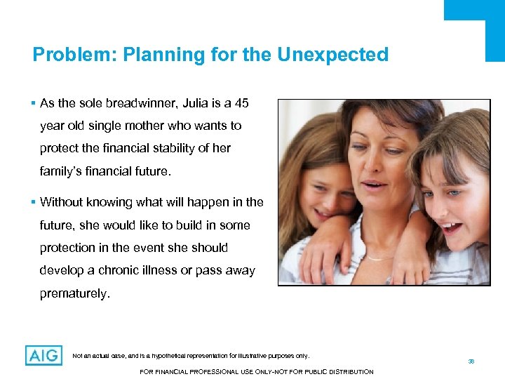 Problem: Planning for the Unexpected § As the sole breadwinner, Julia is a 45