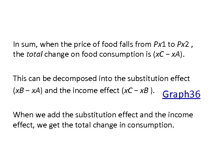 In sum, when the price of food falls from Px 1 to Px 2