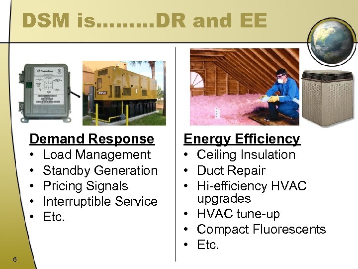 DSM is………DR and EE Demand Response • • • 6 Energy Efficiency • Ceiling