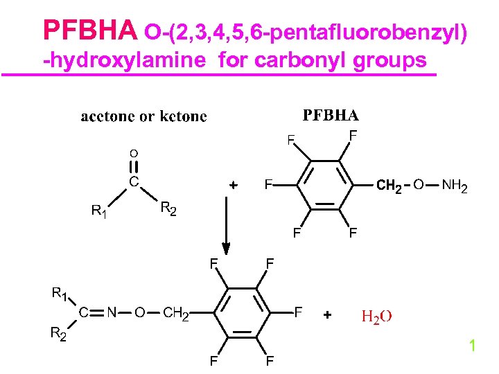 PFBHA O-(2, 3, 4, 5, 6 -pentafluorobenzyl) -hydroxylamine for carbonyl groups 31 