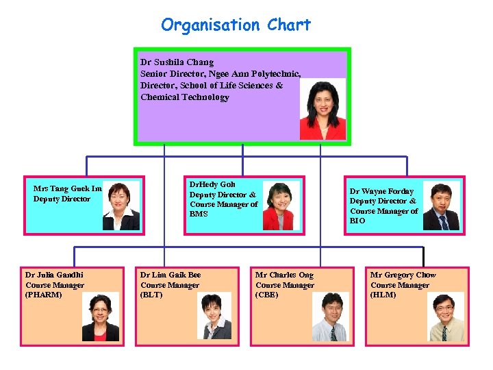 Organisation Chart Dr Sushila Chang Senior Director, Ngee Ann Polytechnic, Director, School of Life