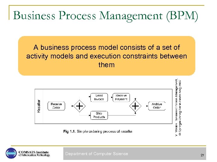 Business Process Management (BPM) A business process model consists of a set of activity