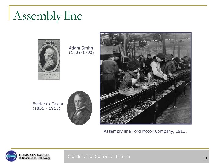 Assembly line Department of Computer Science 30 