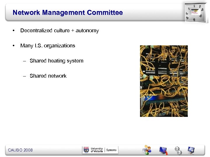 Network Management Committee • Decentralized culture + autonomy • Many I. S. organizations –