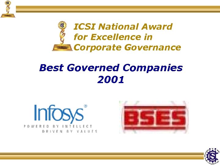 ICSI National Award for Excellence in Corporate Governance Best Governed Companies 2001 