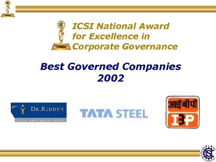 ICSI National Award for Excellence in Corporate Governance Best Governed Companies 2002 