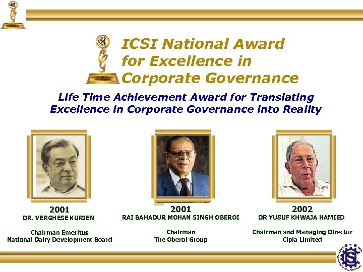 ICSI National Award for Excellence in Corporate Governance Life Time Achievement Award for Translating