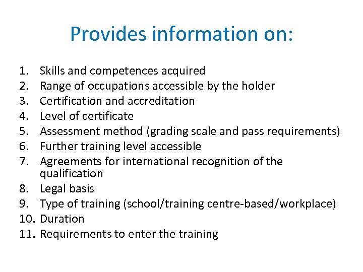 Provides information on: 1. 2. 3. 4. 5. 6. 7. 8. 9. 10. 11.