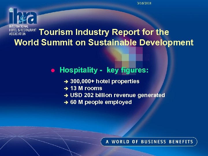 3/16/2018 Tourism Industry Report for the World Summit on Sustainable Development l Hospitality -