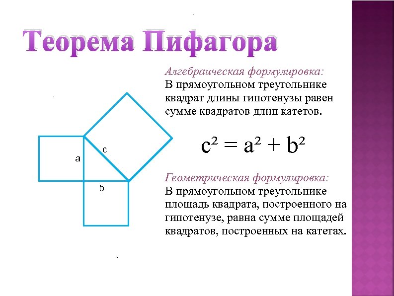 Способы теоремы пифагора