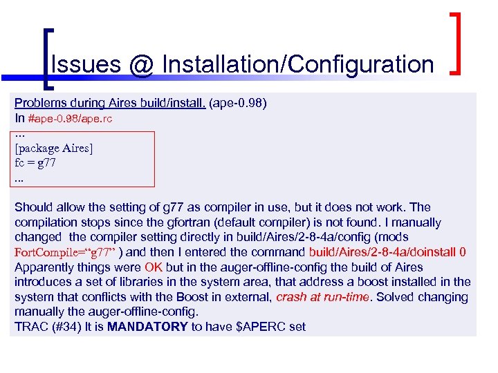 Issues @ Installation/Configuration Problems during Aires build/install. (ape-0. 98) In #ape-0. 98/ape. rc. .