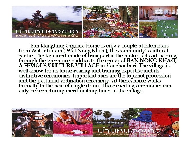Ban klangtung Organic Home is only a couple of kilometers from Wat intraram (