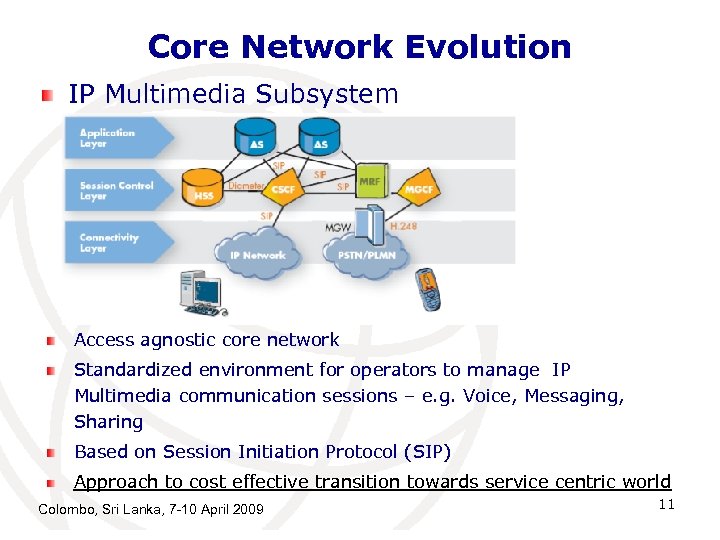 Core Network Evolution IP Multimedia Subsystem Access agnostic core network Standardized environment for operators