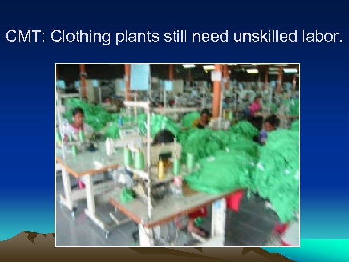 CMT: Clothing plants still need unskilled labor. 