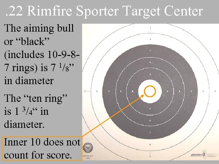 . 22 Rimfire Sporter Target Center The aiming bull or “black” (includes 10 -9