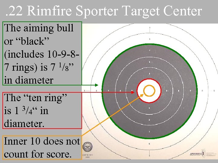 . 22 Rimfire Sporter Target Center The aiming bull or “black” (includes 10 -9