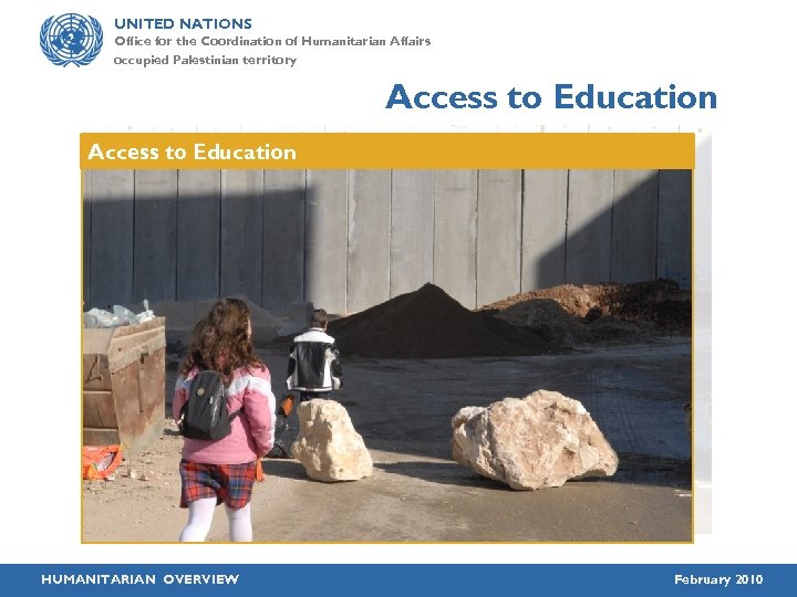 UNITED NATIONS Office for the Coordination of Humanitarian Affairs occupied Palestinian territory Access to