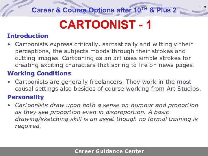 Career & Course Options after 10 TH & Plus 2 119 CARTOONIST - 1