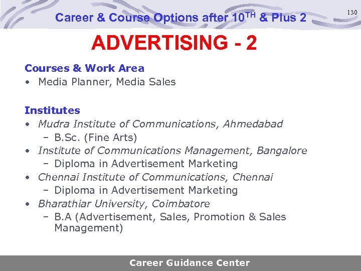 Career & Course Options after 10 TH & Plus 2 ADVERTISING - 2 Courses