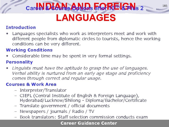 INDIAN AND FOREIGN LANGUAGES Career & Course Options after 10 TH & Plus 2