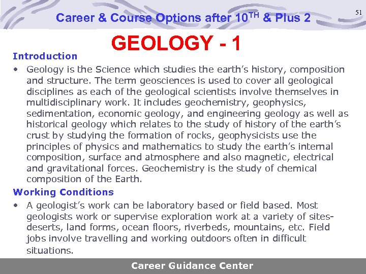 Career & Course Options after 10 TH & Plus 2 GEOLOGY - 1 Introduction
