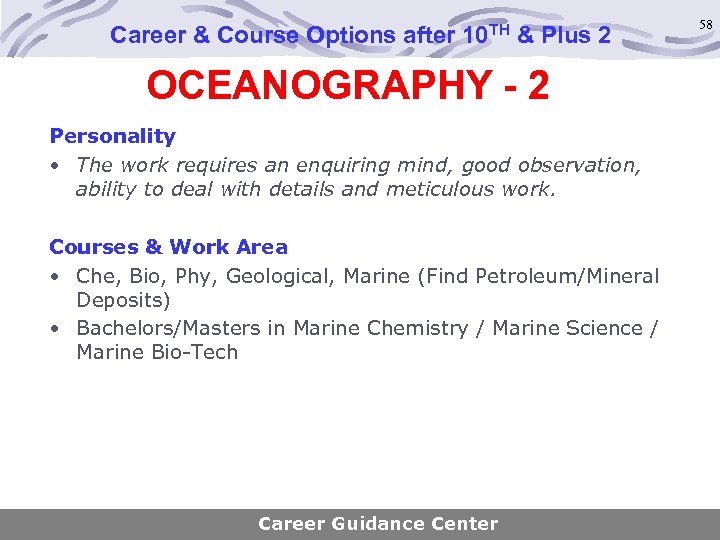 Career & Course Options after 10 TH & Plus 2 OCEANOGRAPHY - 2 Personality