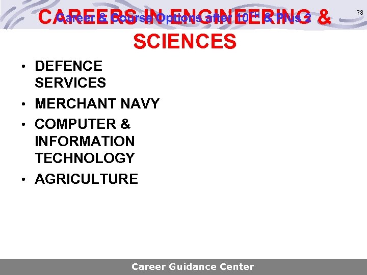 CAREERS IN ENGINEERING & SCIENCES Career & Course Options after 10 TH & Plus