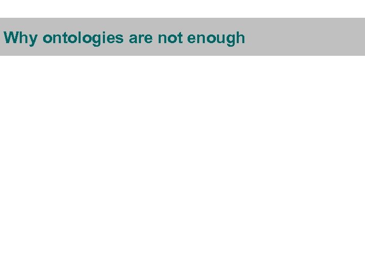 Why ontologies are not enough 
