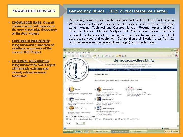 KNOWLEDGE SERVICES • KNOWLEDGE BASE: Overall enhancement and upgrade of the core knowledge depository