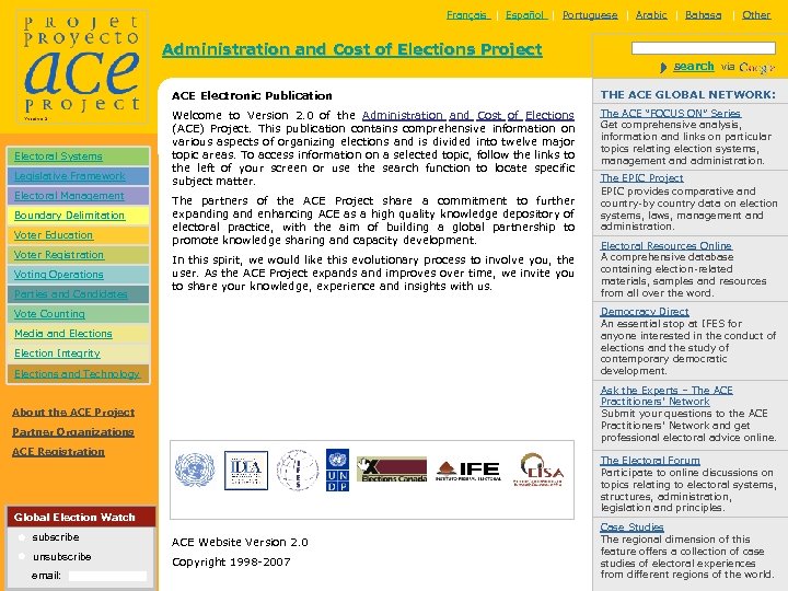 Français | Español | Portuguese | Arabic | Bahasa | Other Administration and Cost