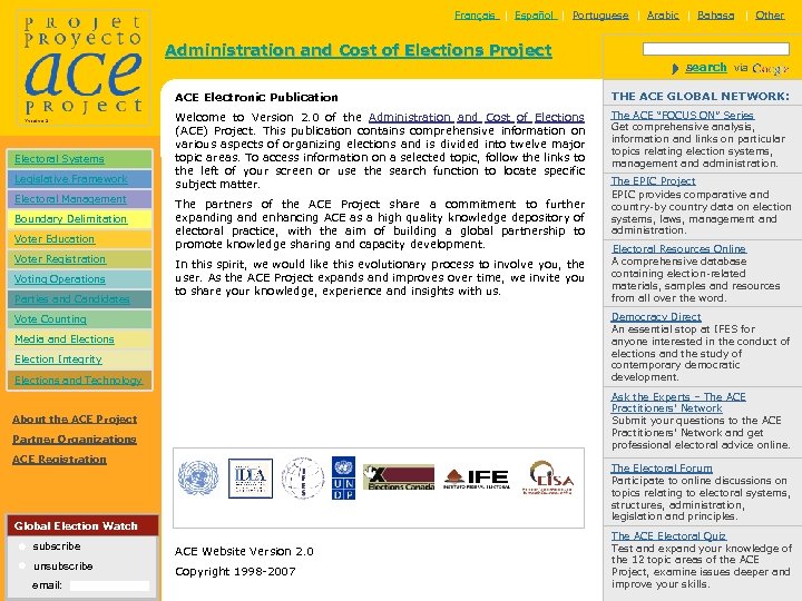 Français | Español | Portuguese | Arabic | Bahasa | Other Administration and Cost