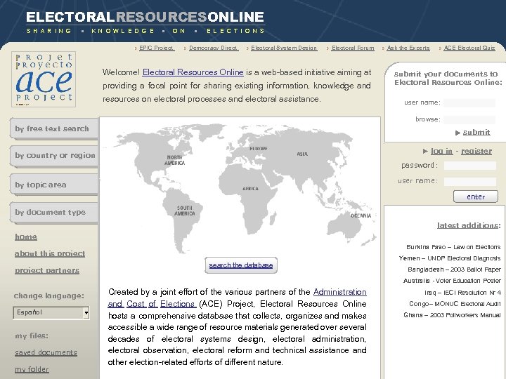 ELECTORALRESOURCESONLINE S H A R I N G ● K N O W L