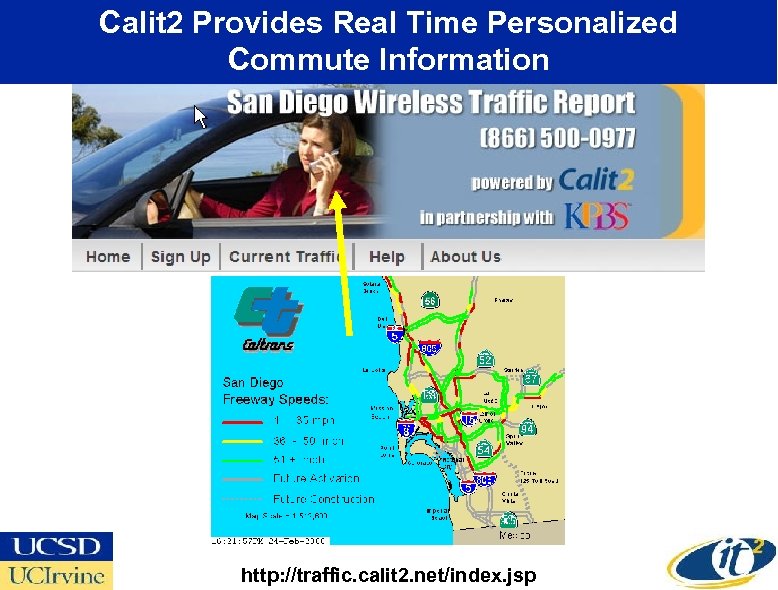 Calit 2 Provides Real Time Personalized Commute Information http: //traffic. calit 2. net/index. jsp