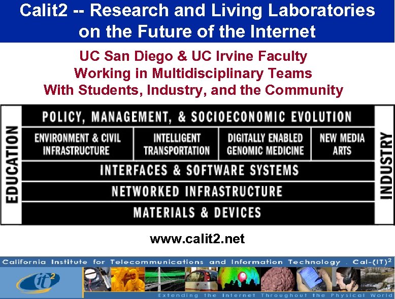 Calit 2 -- Research and Living Laboratories on the Future of the Internet UC