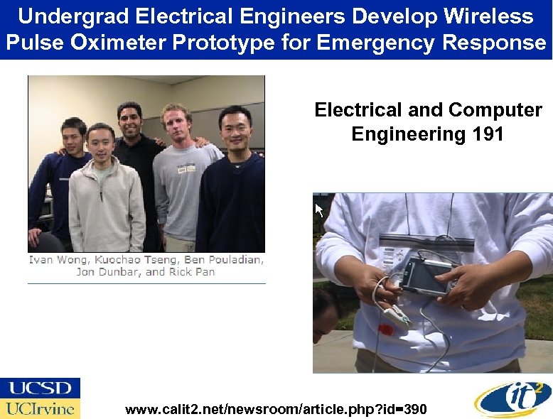 Undergrad Electrical Engineers Develop Wireless Pulse Oximeter Prototype for Emergency Response Electrical and Computer