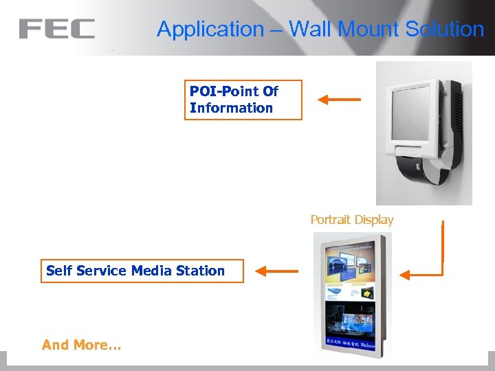 Application – Wall Mount Solution POI-Point Of Information Portrait Display Self Service Media Station