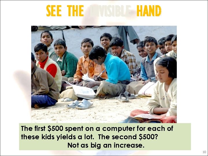 SEE THE INVISIBLE HAND The first $500 spent on a computer for each of
