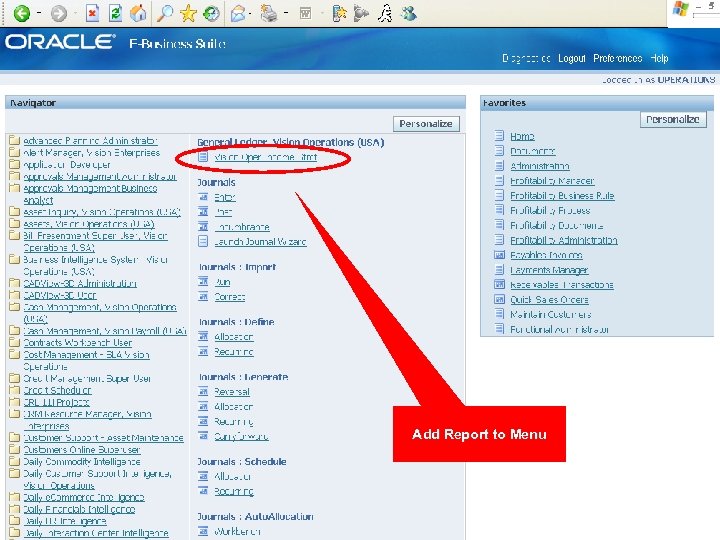 Add Report to Menu 